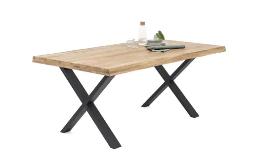 Esstisch - LB ca. 180x100 cm, Eiche massiv geölt, Schwarz