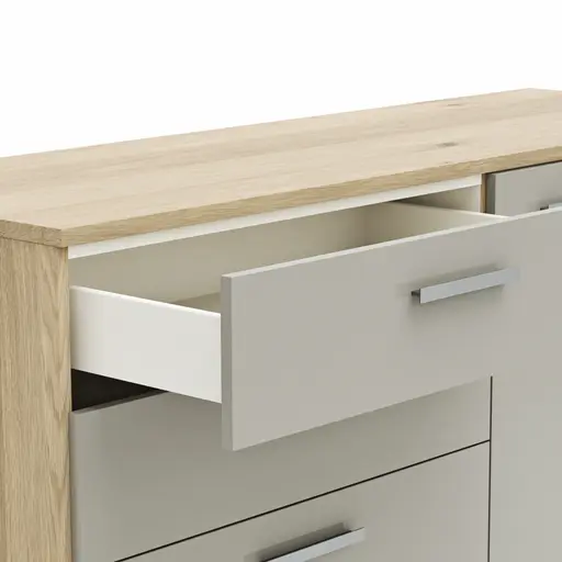 Kommode Viana - Balkeneiche furniert, Taupe