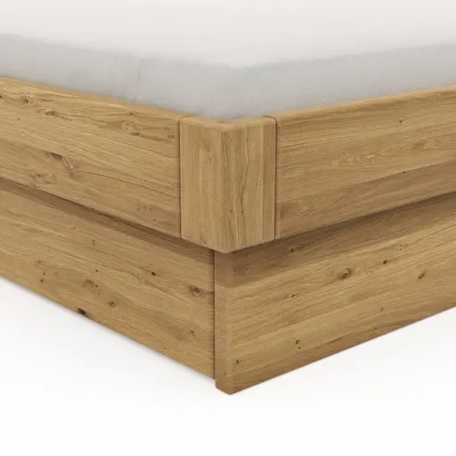 Bettgestell 1660 - Liegefläche ca. 140x200 cm, Wildeiche massiv, geölt