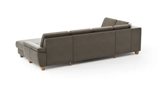 Wohnlandschaft Sommerville - Ecke links mit 2,5-Sitzer und Longchair rechts, Stoff, Braun