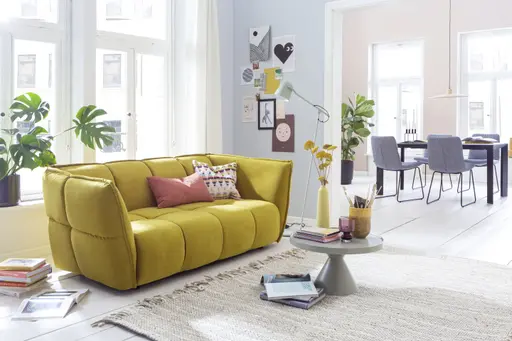 Sofa Hedda - 2-Sitzer, Velour, Senfgelb