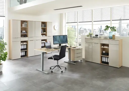 Rollcontainer - B ca. 45 cm, Riva Eiche Nachbildung, Kaschmir