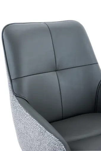 Armlehnstuhl - drehbar, Leder & Stoff, Grau