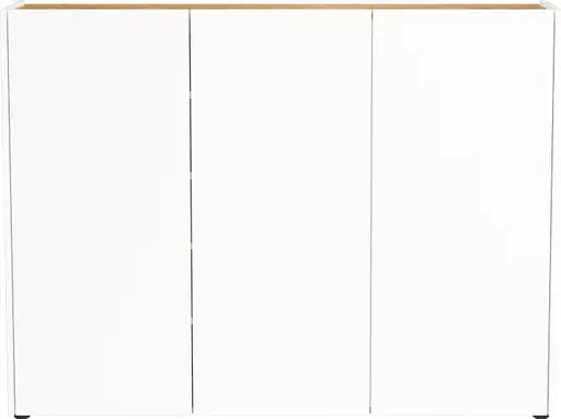 Schuhschrank GASIRA - B ca. 138 cm, Weiß, Navarra Eiche Nachbildung