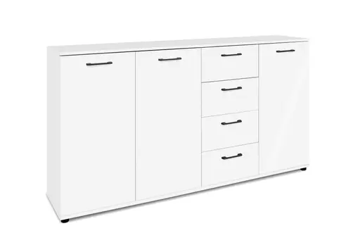 Sideboard- B ca. 160 cm, Weiß, Hochglanz