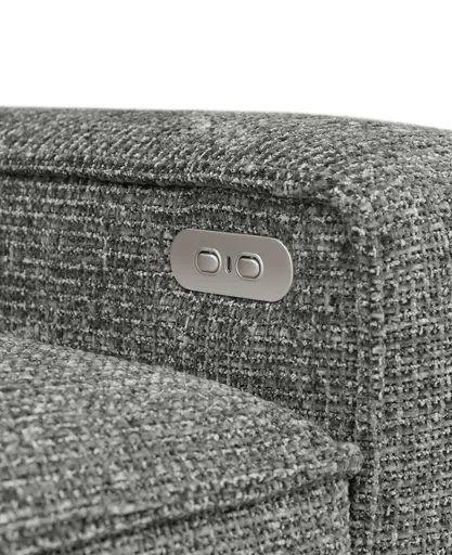 Ecksofa - Longchair links mit 2-Sitzer, Sitzvorzug motorisch, Stoff, Graphit