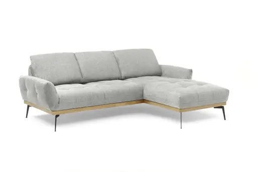Ecksofa EDDIE - 2-Sitzer, Ecke rechts inkl. Rückenverstellungen, Stoff, Hellgrau