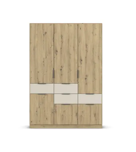 Drehtürenschrank RAAS- B ca. 136 cm, Eiche Dekor, Champagner