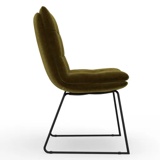 Stuhl Jukka - Kufe, Stoff, Khaki