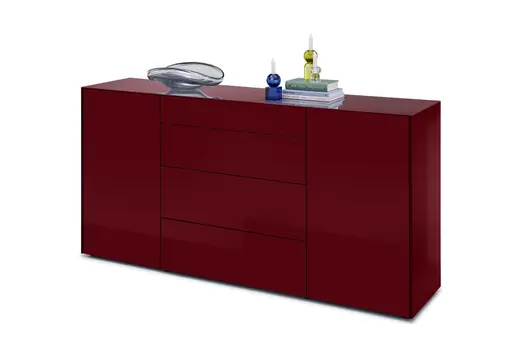 Kommode - B ca. 179 cm, Bordeauxrot