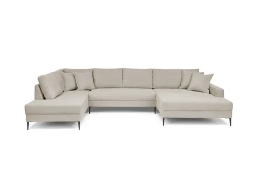 Wohnlandschaft - Ecke links, 2-Sitzer, Longchair rechts, Stoff, Beige