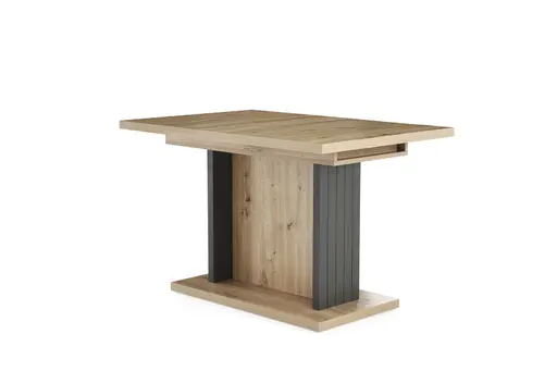 Esstisch - LB ca. 120x80 cm, inkl. Ausziehfunktion, Artisan Dekor, Anthrazit