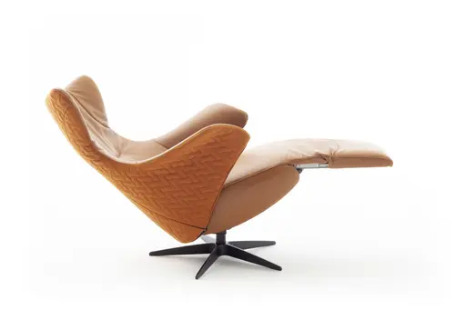 Relaxsessel Follina - Relaxfunktion (motorisch), Leder, Stoff, Cognac