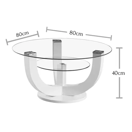Couchtisch - Ø/H ca. 80x40 cm, Glas, Artisan Eiche Nachbildung