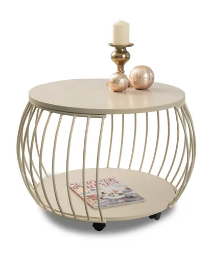 Couchtisch - Ø/H ca. 80x47 cm, Cremeweiß