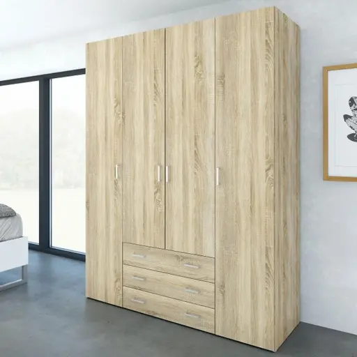 Drehtürenschrank- B ca. 154 cm, Eiche Dekor