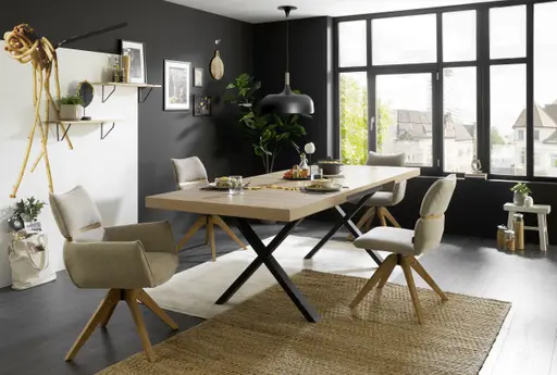 Armlehnstuhl MAROU - drehbar, Stoff, Beige