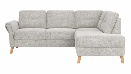 Ecksofa Almyra - 2,5-Sitzer mit Ottomane rechts, Stoff, Silbergrau