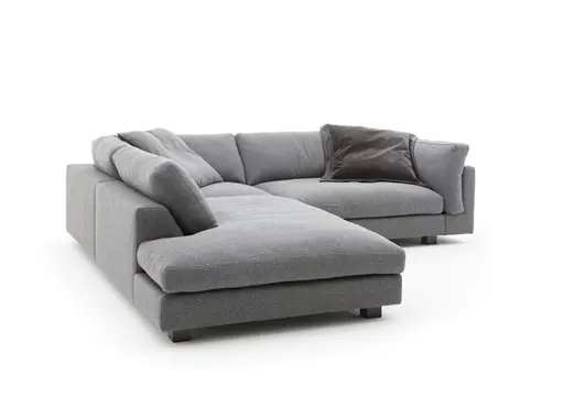 Ecksofa Aprino 3 - Ecke links mit 2,5-Sitzer, Stoff, Grau