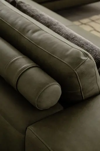 Ecksofa Solano - 2,5-Sitzer mit Ecke Rechts, Leder, Olive