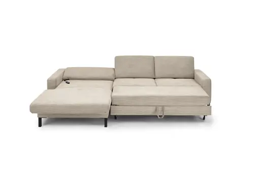 Ecksofa CALM MOVE 2.0 - Longchair links mit 2,5-Sitzer, Schlaffunktion, Feincord, Sand
