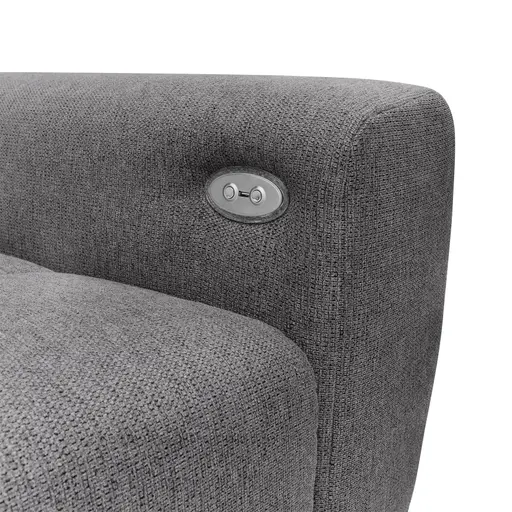 Ecksofa - Longchair links mit 2-Sitzer, Kopfteil verstellbar, Sitztiefe verstellbar motorisch, Stoff, Anthrazit