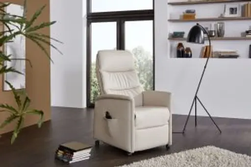 Fernsehsessel EM Köln - Relaxfunktion (1-motorisch), mit zusätzlicher Aufstehhilfe motorisch, Leder, Beige