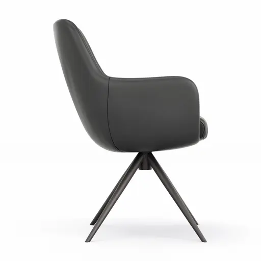 Armlehnstuhl Mis Legere - Leder, Schwarz, Stativ, Anthrazit