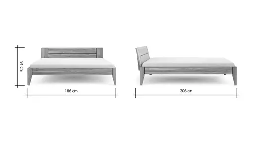 Bettgestell New Jersey - Liegefläche ca. 180x200 cm, Wildeiche massiv, mit Lisenen Anthrazit