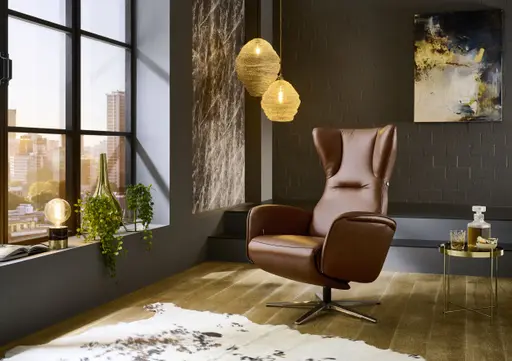 Sessel - Gr.M, Relaxfunktion, Leder, Cognac
