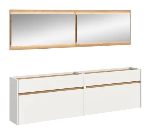 Garderobe - mit Beleuchtung, Weiß, Artisan Eiche Nachbildung