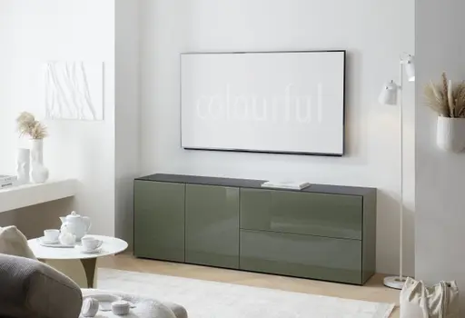 Lowboard - B ca. 181 cm, Olivgrün, Keramikoptik