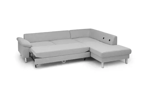 Ecksofa COOL - 2,5-Sitzer mit Ecke rechts, Querschläfer, Stoff, Hellgrau