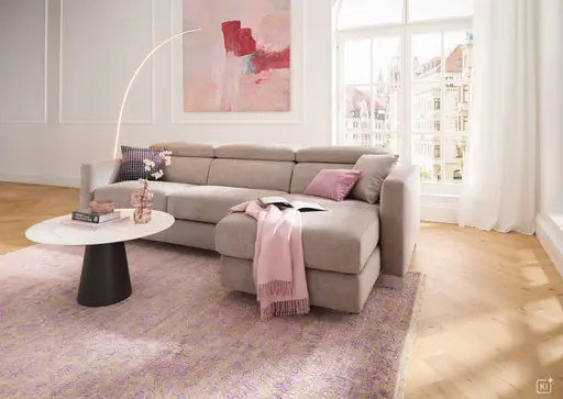Sofa Lumaria - 3-Sitzer mit Schlaffunktion, Stoff, Bordeaux