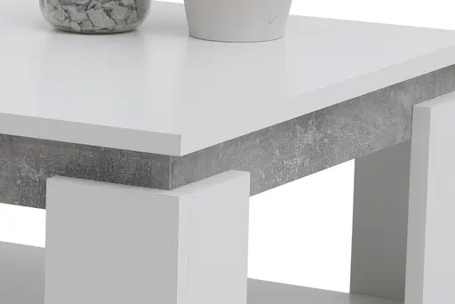 Couchtisch - LB ca. 90x60 cm, Weiß, Betonoptik