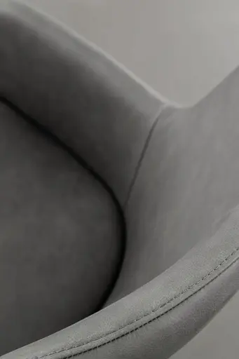 Armlehnstuhl Mis - Leder, Dunkelgrau, Gestell, Anthrazit