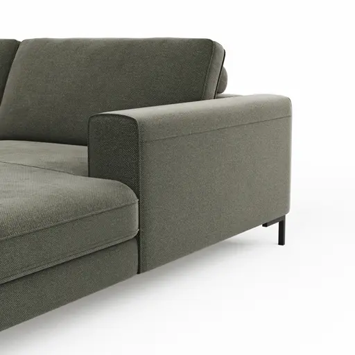 Wohnlandschaft Solano - Ecke Links, 2-Sitzer, Longchair Rechts, Stoff, Dunkelgrün