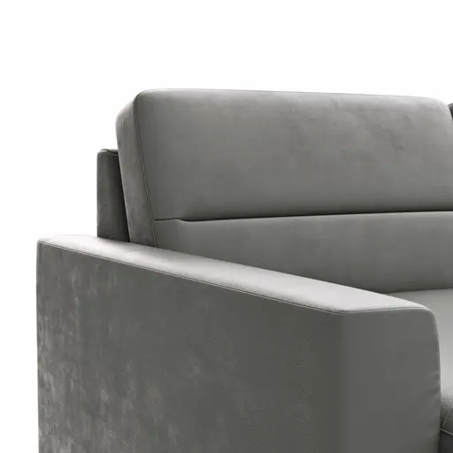 Wohnlandschaft Merlos H - Longchair links und 2,5-Sitzer mit Ecke rechts inkl. Relaxfunktion (motorisch), Leder, Graubraun