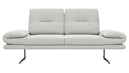 Sofa Lucero 2.0 - 2-Sitzer inkl. Drehsitz, Rollout-Armlehne und Sitztiefe verstellbar, Stoff, Offwhite