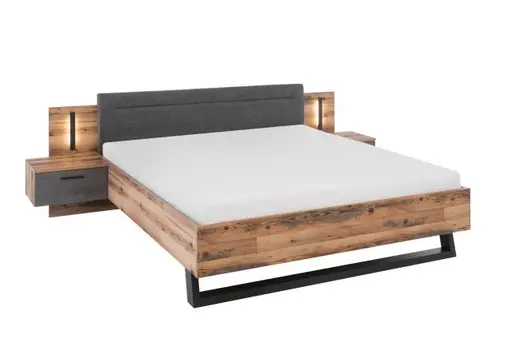 Bettanlage- Liegefläche ca. 180x200 cm, Holzdekor, Dunkelgrau