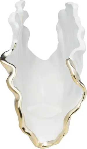 Dekovase- BHT ca. 26x18x9 cm, Steingut, glasiert, Weiß/Gold