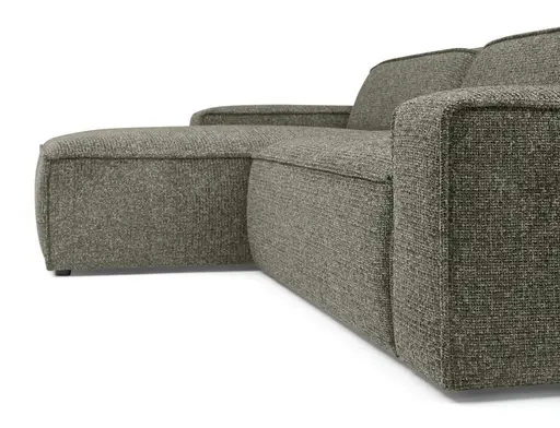 Ecksofa - Longchair links mit 2-Sitzer, Sitzvorzug motorisch, Stoff, Graubraun