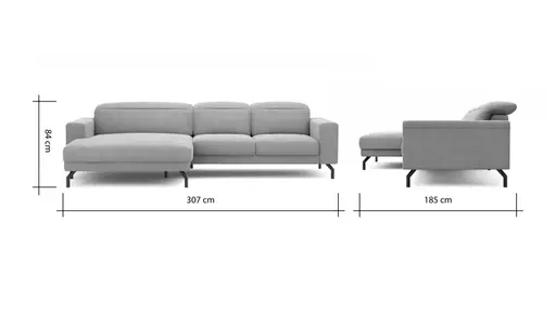 Ecksofa Rockport B - Longchair links mit 2,5-Sitzer inkl. Kopfteil/Sitztiefe verstellbar, Stoff, Khaki