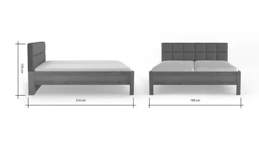 Bett Viana - Liegefläche ca. 180x200 cm, Balkeneiche furniert, Kunstleder Anthrazit