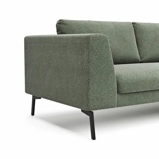 Ecksofa Helmi - 2,5-Sitzer, Longchair rechts, Stoff, Eukalyptus