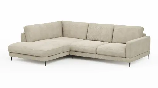 Ecksofa Janne - Ecke links, 2-Sitzer, Feincord, Sand