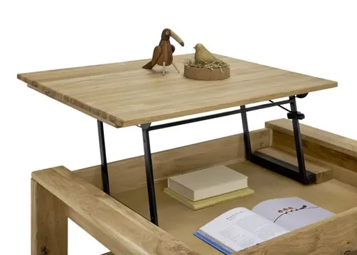Couchtisch - höhenverstellbar, LB ca. 100x65 cm, Eiche Massiv