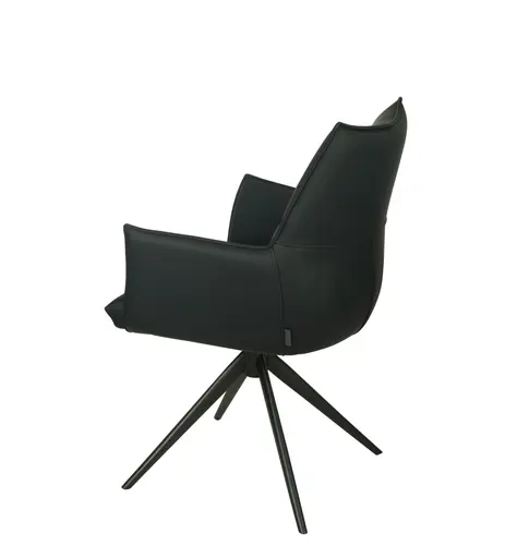 Armlehnstuhl MELE - drehbar, Leder, Schwarz