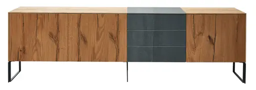 Sideboard Mileto - Asteiche massiv, Natur geölt, Keramik