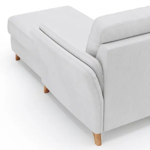 Ecksofa Vayra - 2,5-Sitzer mit Longchair rechts, Stoff, Offwhite